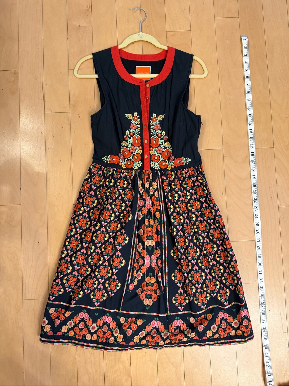 ModCloth Embroidered Floral Fit & Flare Dress | Medium | Boho Folk Floral